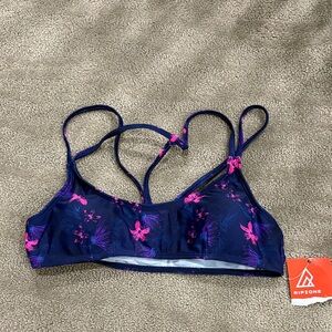 Women's rip zone Floral Print bikini top - Blue and Pink size S